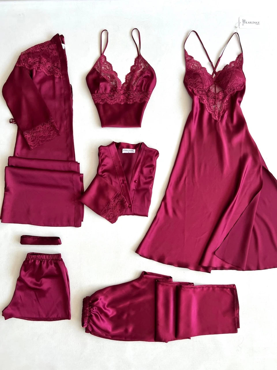 Bridal 6 Pcs Silk Nighty Dress