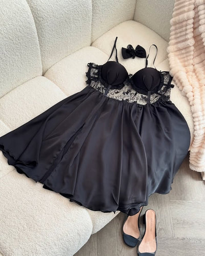 Black Silk Bridal Lingerie Gown